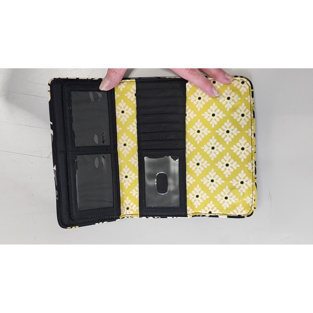 Vera Bradley Tri-fold Wallet Womens OS Black Yellow Excellent - Picture 3 of 6